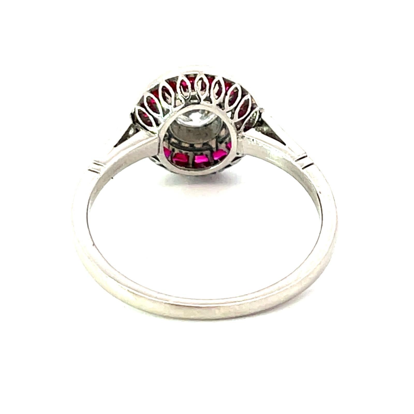 Platinum Diamond Ruby Target Ring - image 5