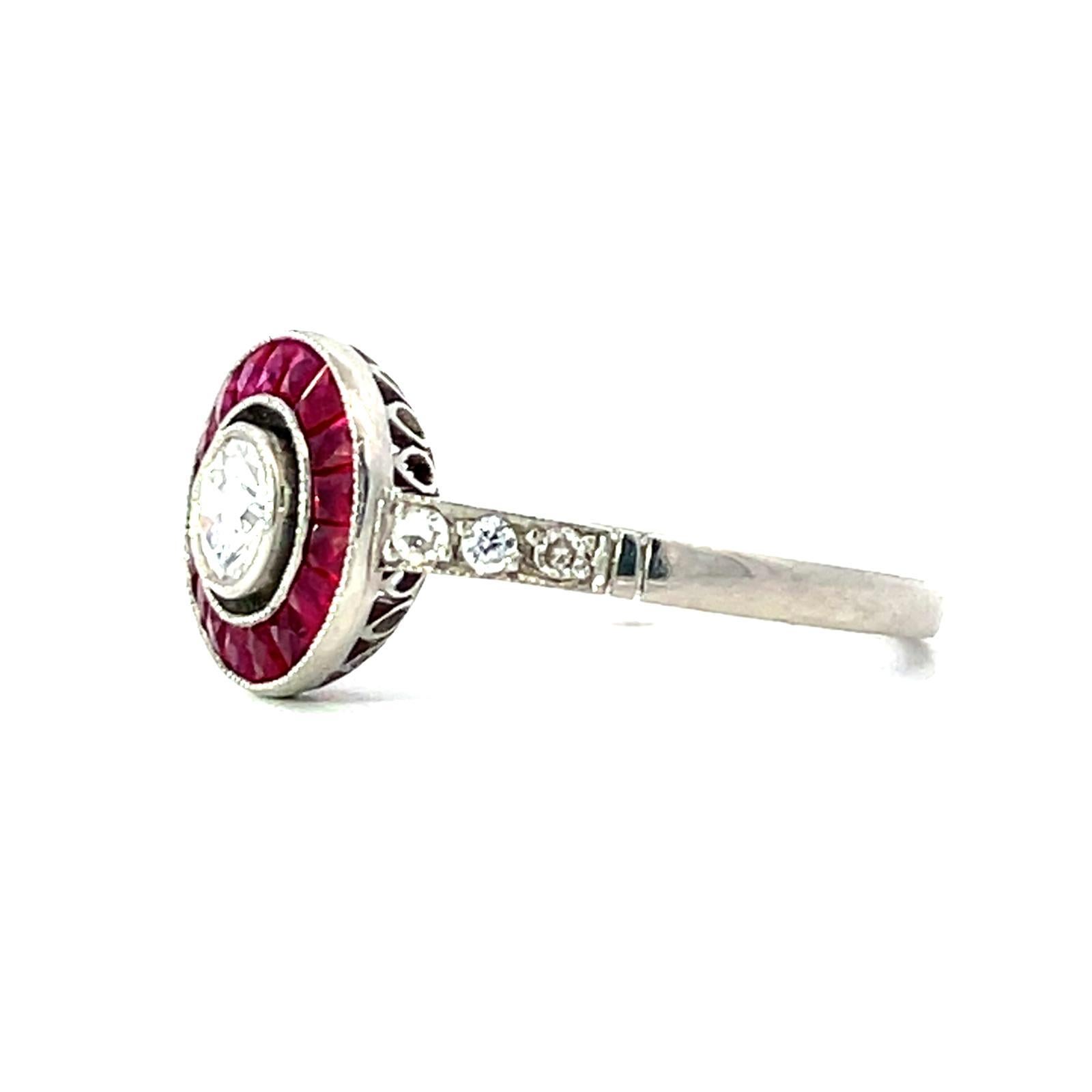 Platinum Diamond Ruby Target Ring - image 6