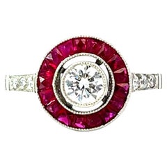 Platinum Diamond Ruby Target Ring