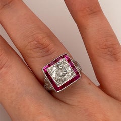 Platinum Diamond & Ruby Vintage Ring