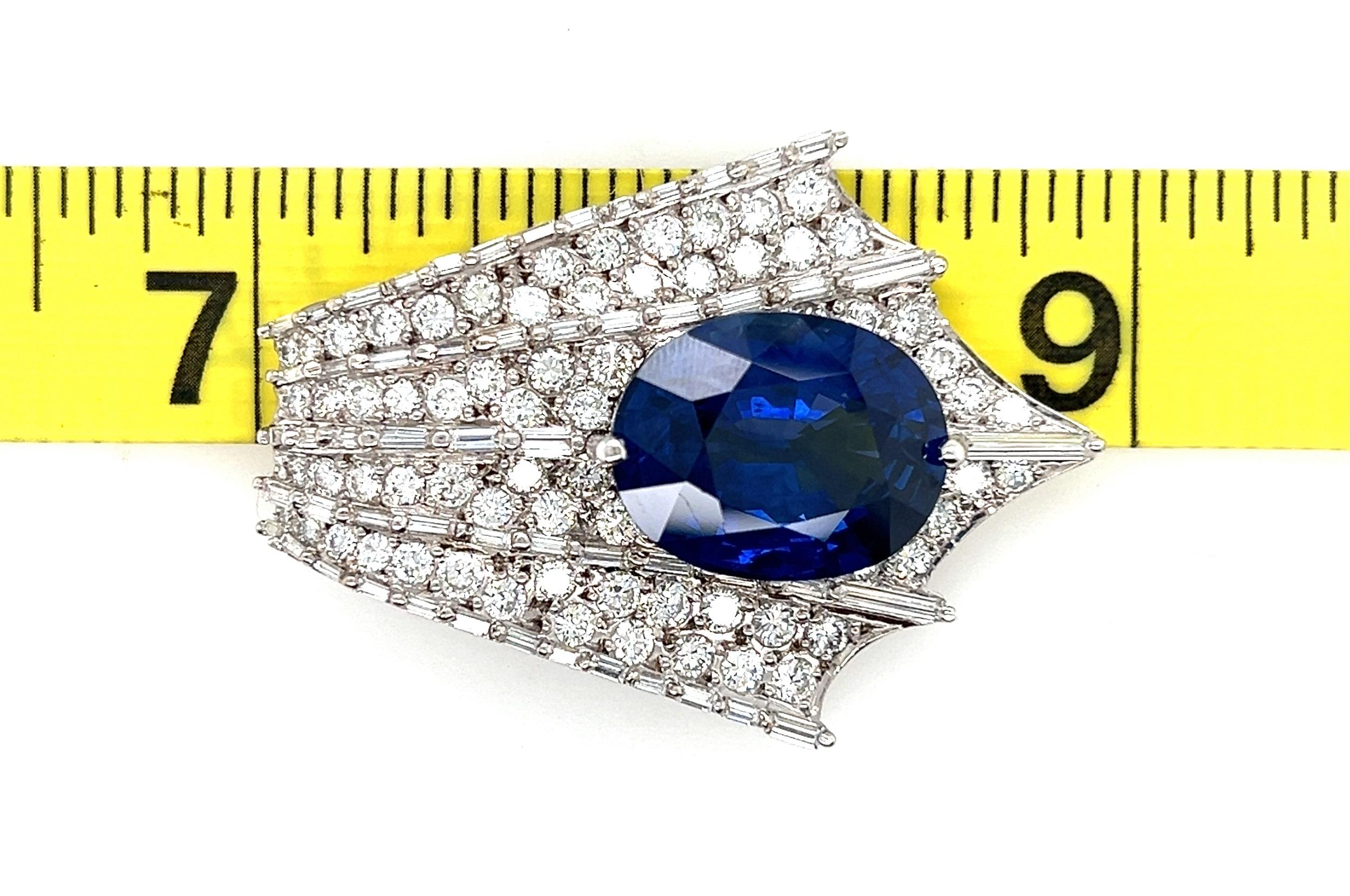 Platinum Diamond & Sapphire 1950s Convert. Pendant Dress Clips Earrings Brooch For Sale 9