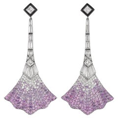 Pendientes Araña de Platino, Diamante, Zafiro y Esmalte