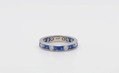 Platinum Diamond & Sapphire Ring, Size 6.5 - 4.7g