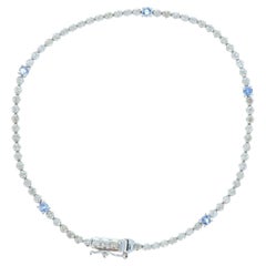 Platinum Diamond & Sapphire Tennis Bracelet 1.25ctw 6.7g