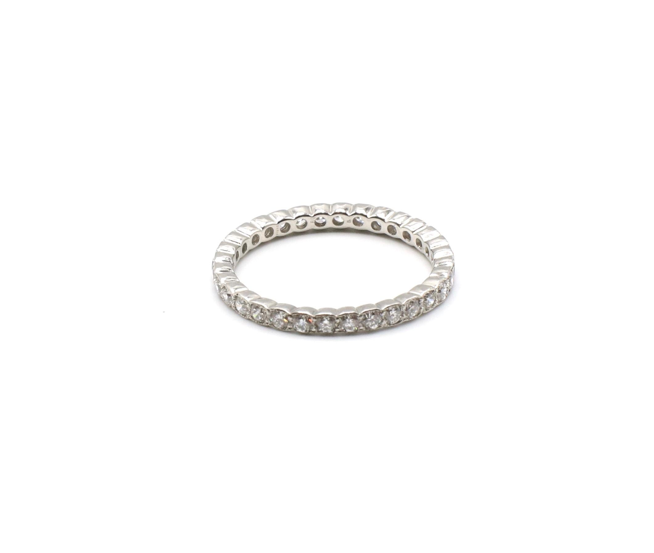 Round Cut Platinum Diamond Scalloped Eternity Wedding Band Ring .40 Carat