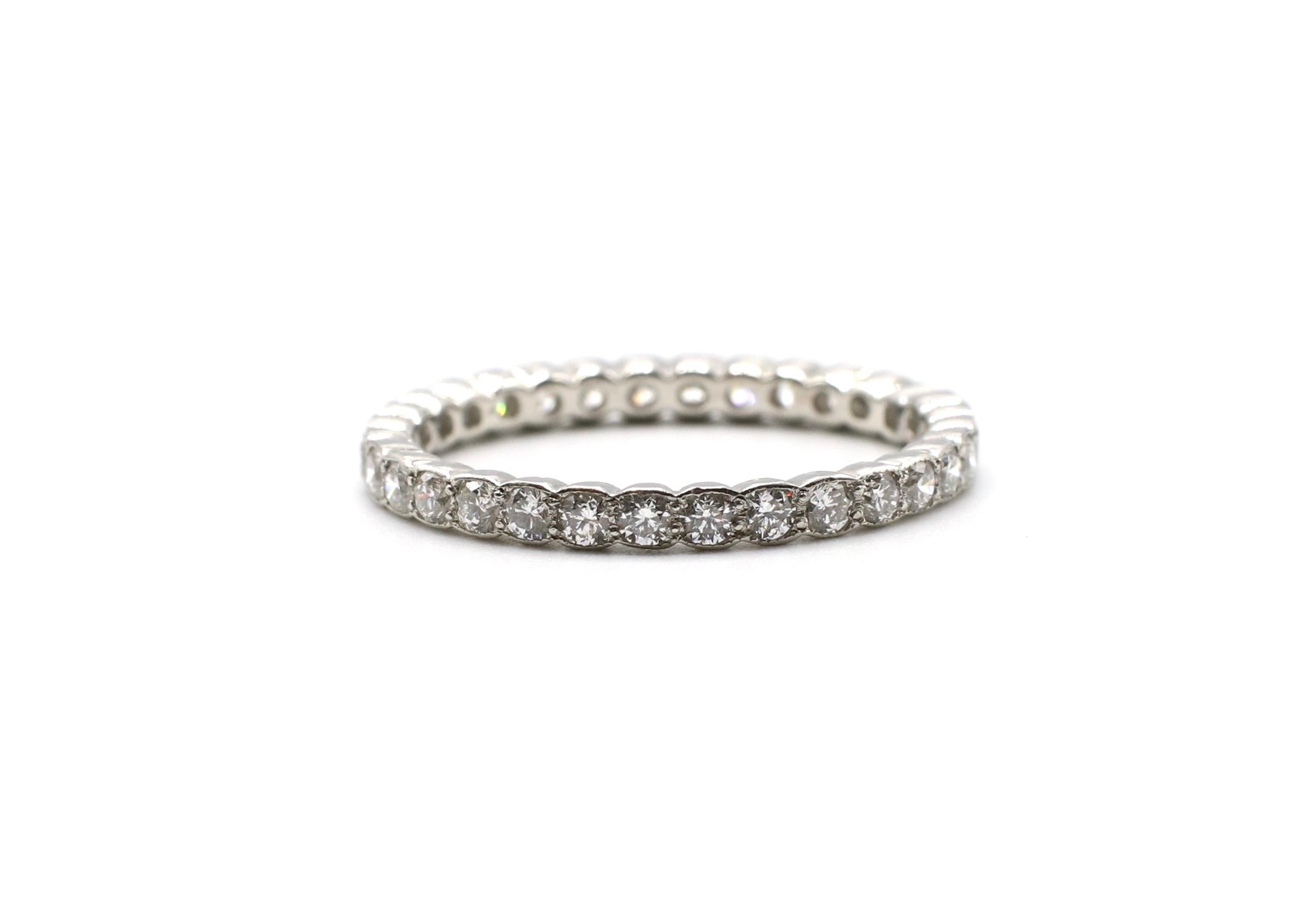 Platinum Diamond Scalloped Eternity Wedding Band Ring .40 Carat 1