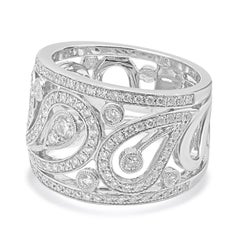 Simon G Platinum Diamond Scroll Band