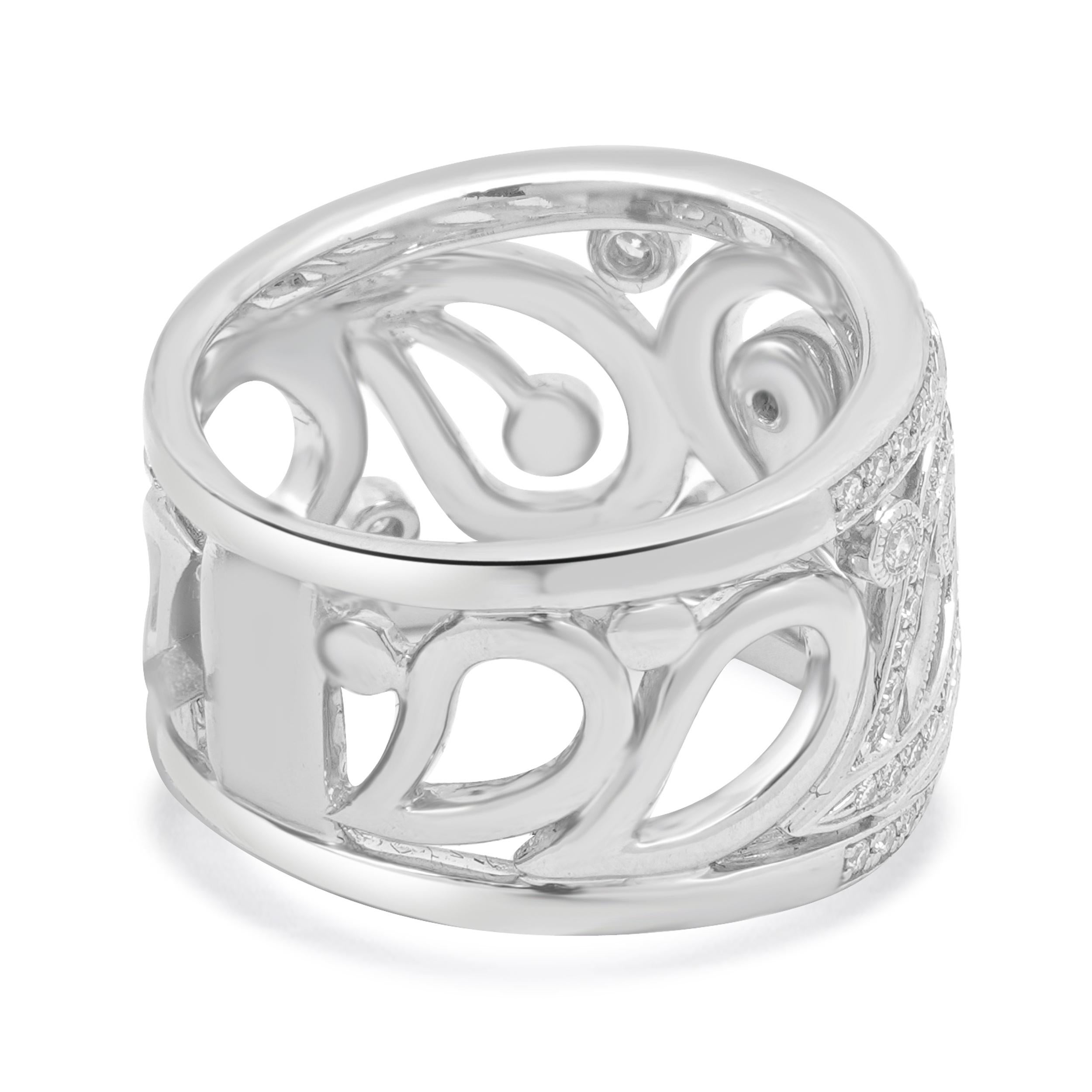 Platin Diamant Scroll Band im Zustand „Hervorragend“ im Angebot in Scottsdale, AZ