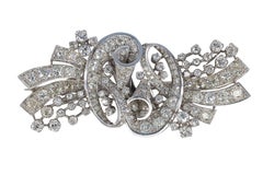 Platinum Diamond Scroll Convertible Double Clip Brooch