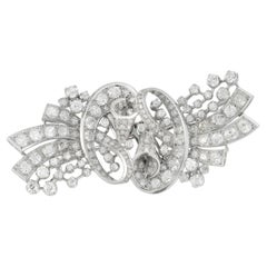 Platinum Diamond Scroll Convertible Double Clip Brooch