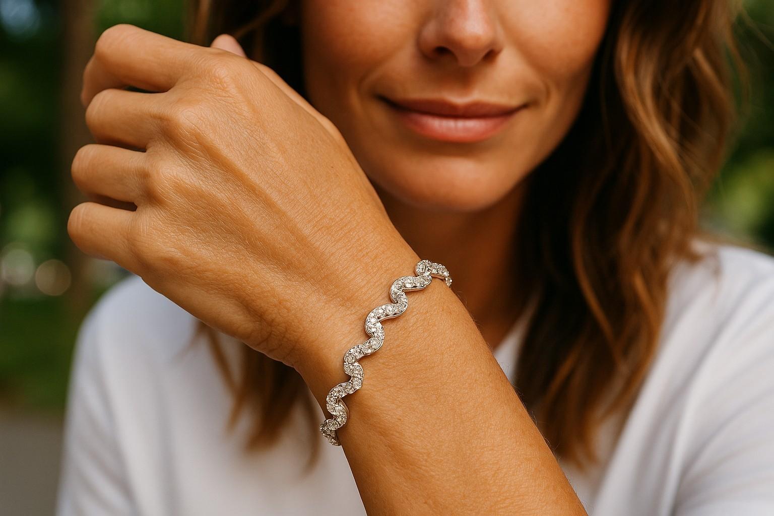 Moderne Bracelet en platine à maillons en forme de volutes de diamants pesant 2,00 carats en vente
