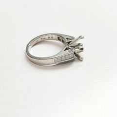 Platinum Diamond Semi Mount Ring with Princess Cut Diamonds