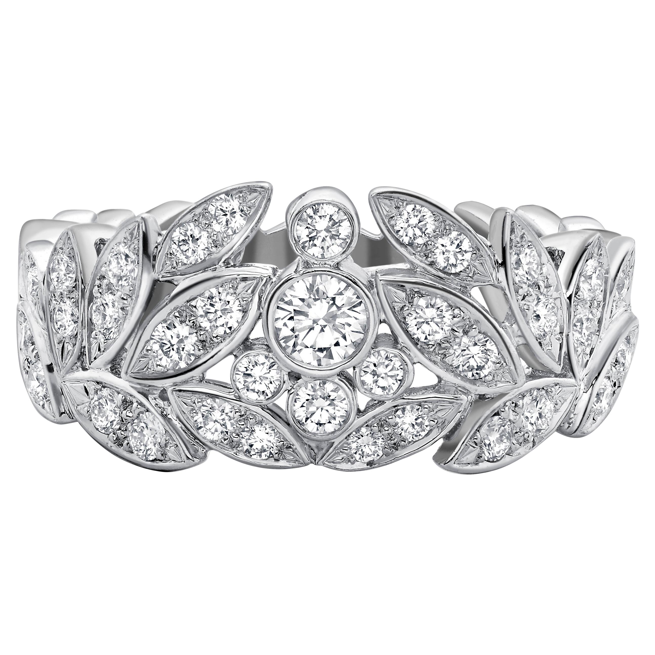 Platinum Diamond-Set Ring with .64 Carats of Diamonds For Sale