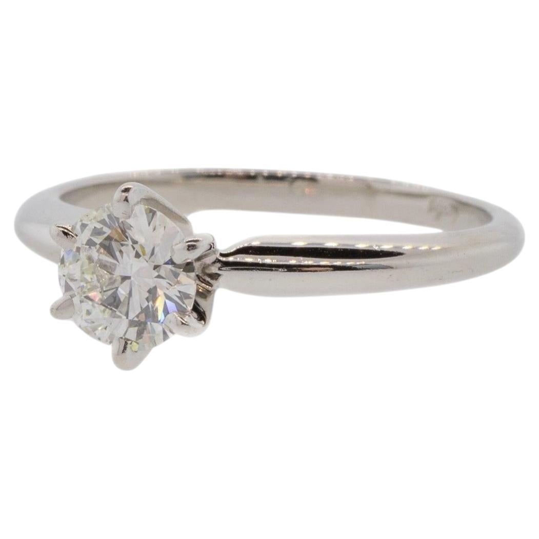 Platinum & Diamond Six-Prong Solitaire Ring For Sale