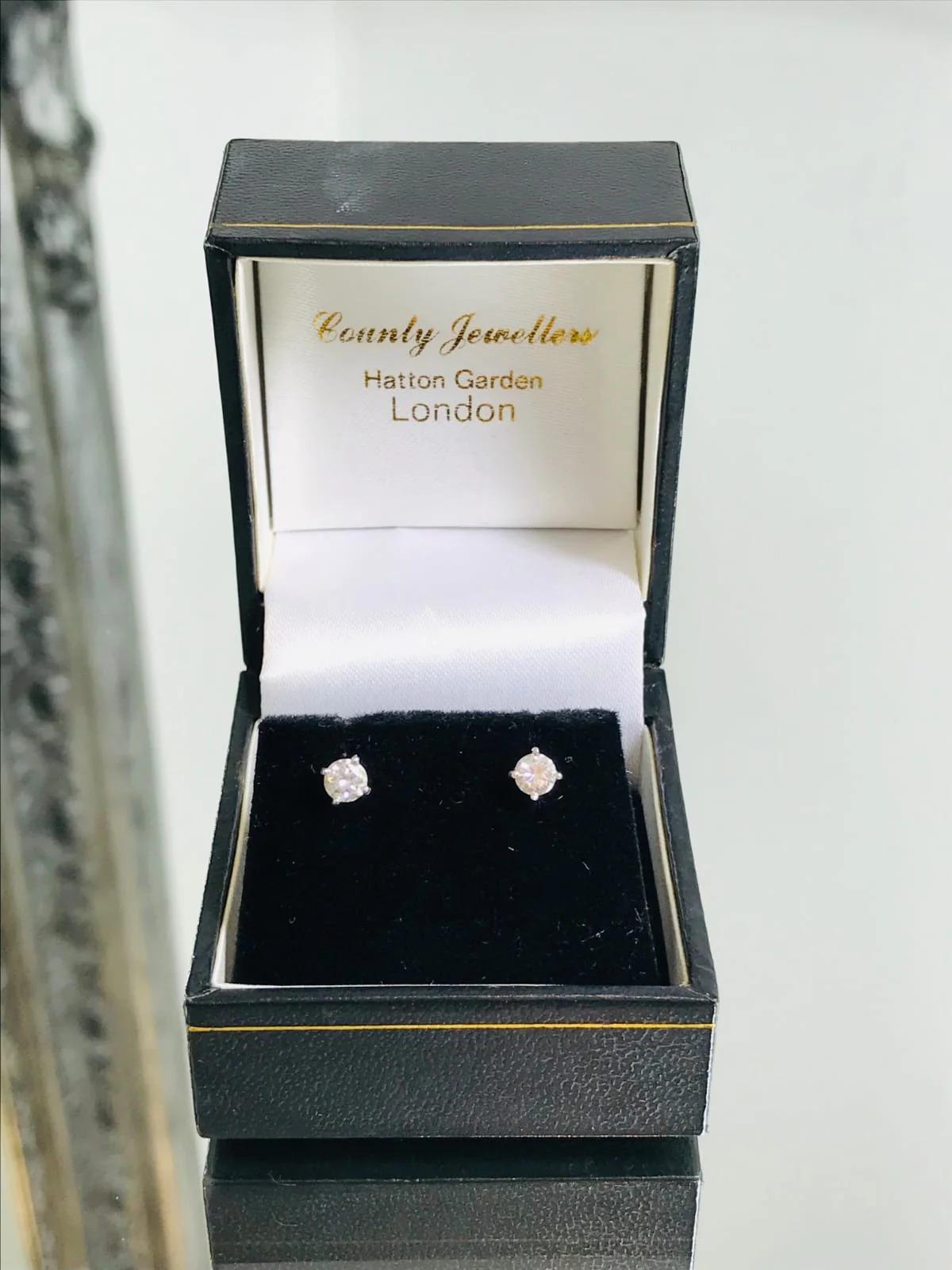 Platinum Diamond Solitaire Earrings For Sale 4
