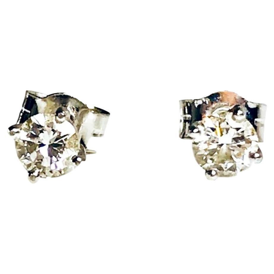 Platinum Diamond Solitaire Earrings For Sale