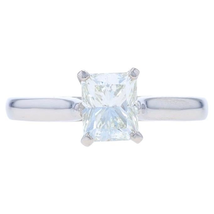 Platinum Diamond Solitaire Engagement Ring - 950 Rectangular Princess 1.08ct GIA