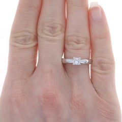 Platinum Diamond Solitaire Engagement Ring - Princess Cut .45ct GIA Cathedral