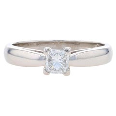 Platinum Diamond Solitaire Engagement Ring - Princess Cut .45ct GIA Cathedral
