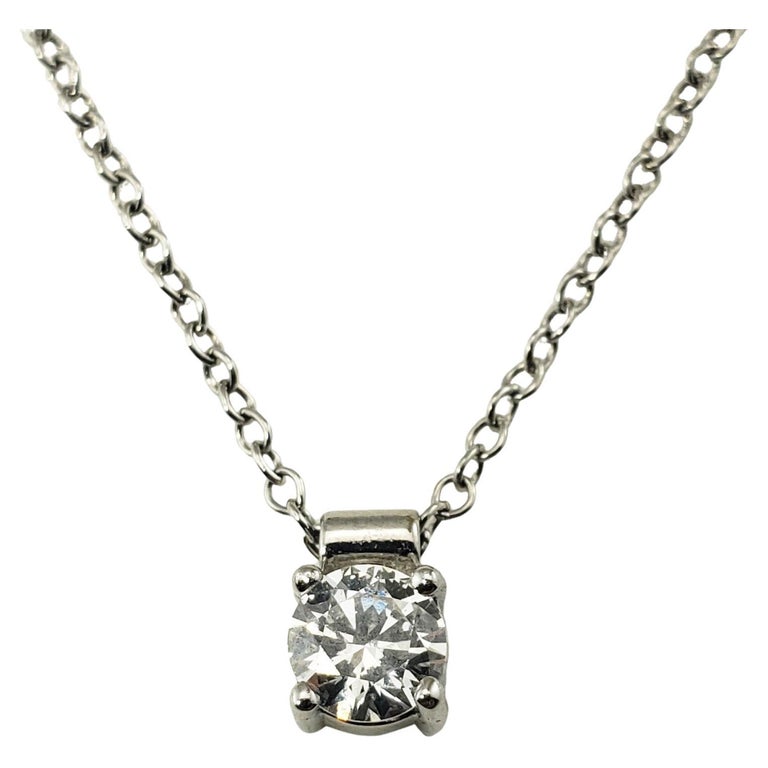 Platinum Diamond Solitaire Pendant Necklace at 1stDibs