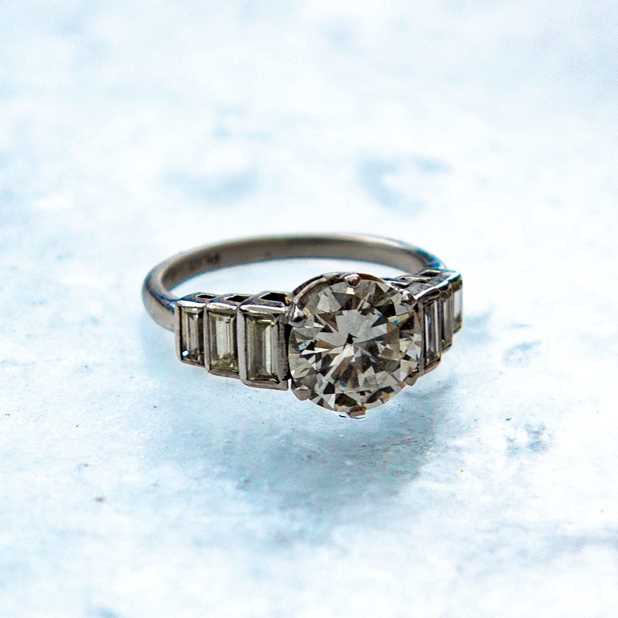 Platinum Diamond Solitaire Ring In Excellent Condition In Chipping Campden, GB