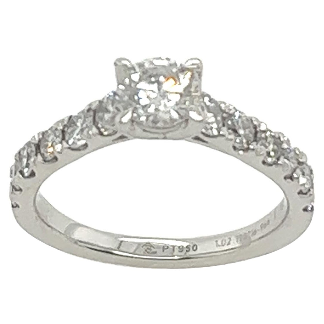 Platinum Diamond Solitaire Ring Set With 0.40ct Round Diamond 
0.62ct On Sides