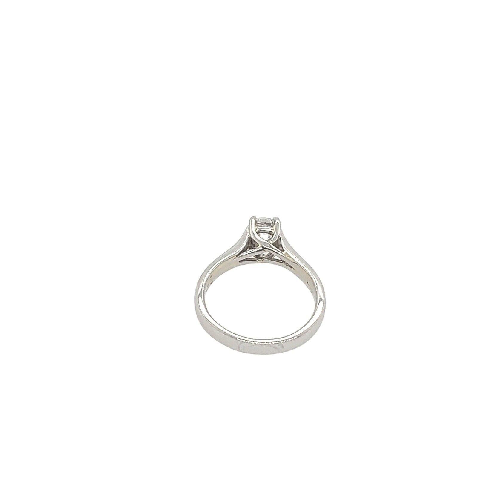 Platinum Diamond Solitaire Ring Set with 0.51ct Round Brilliant Cut Diamond For Sale 2