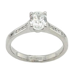 Platinum Diamond Solitaire Ring Set With 0.60ct G/VS1 Oval Diamond Gia Cert