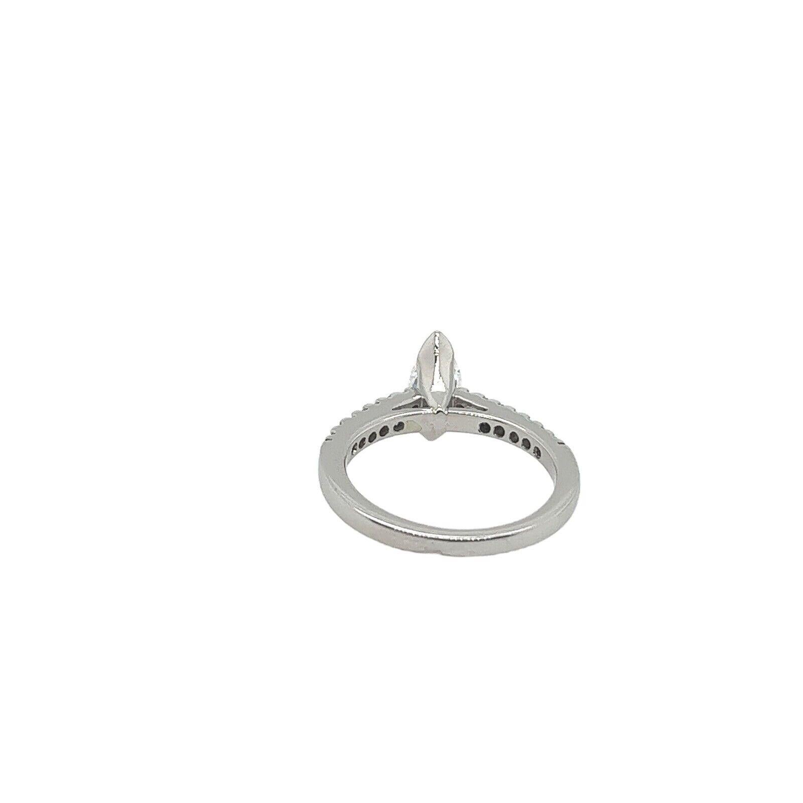 Platinum Diamond Solitaire Ring Set with 0.71ct D/VS2 Marquise Shape Diamond In Excellent Condition For Sale In London, GB