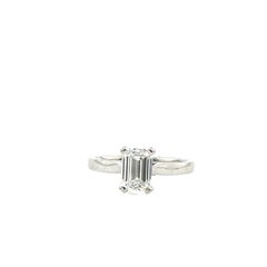 Platinum Diamond Solitaire Ring Set With 1.20ct D/VS1 Emerald Cut Diamond