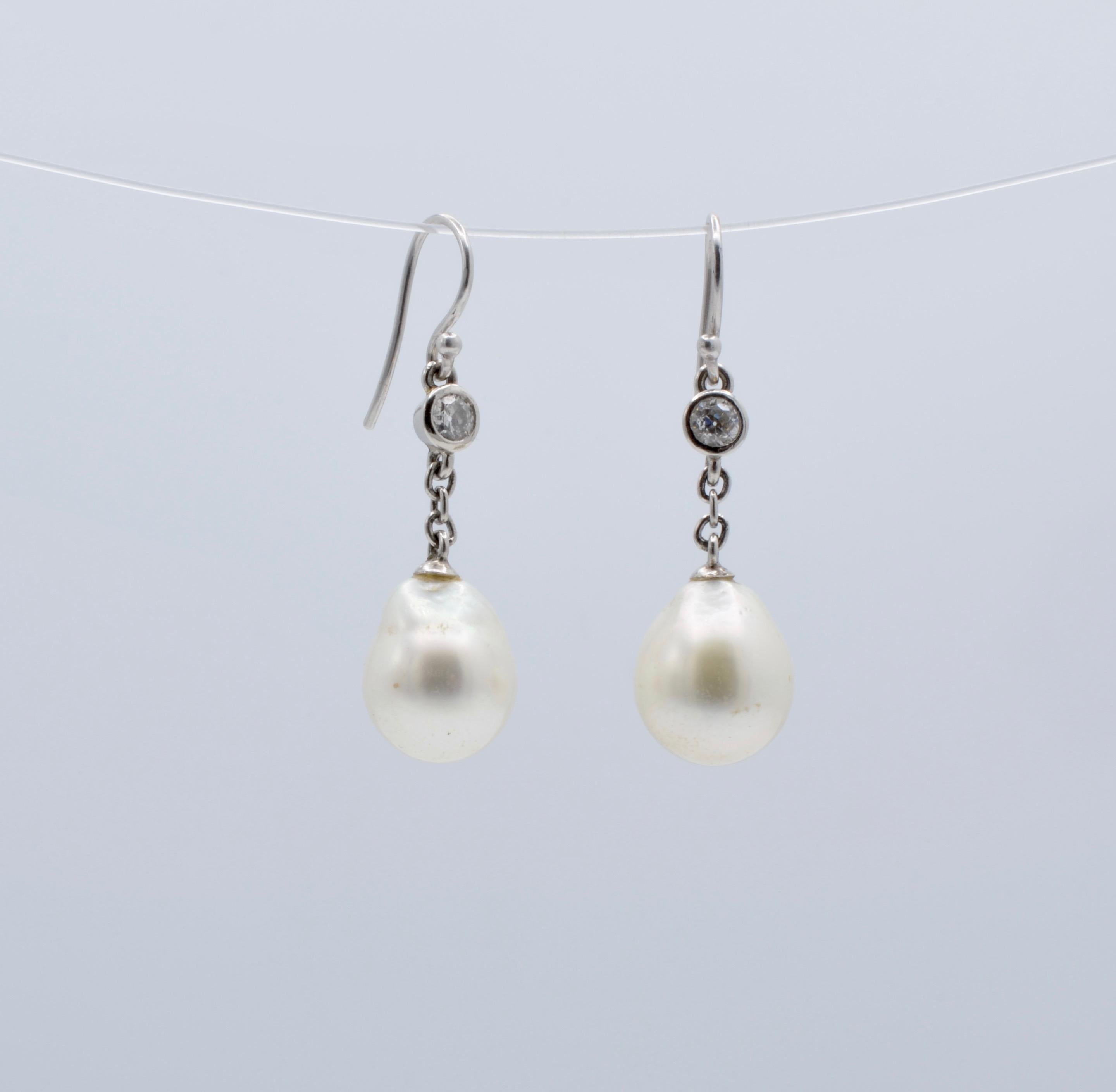 teardrop pearl earrings white gold