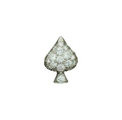 Vintage Platinum Diamond "Spade" Pin Circa 1940's .85 Carats 