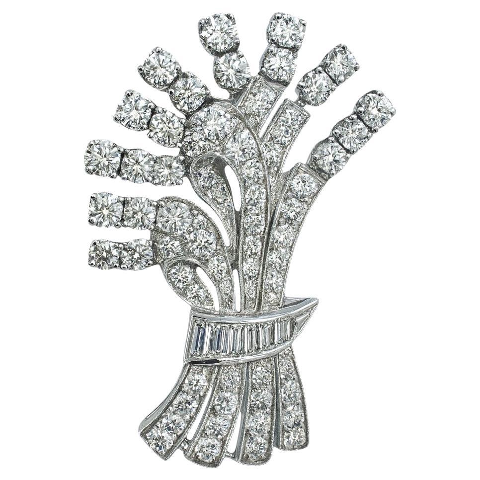 Platinum Diamond Spray Brooch, Circa 1950s