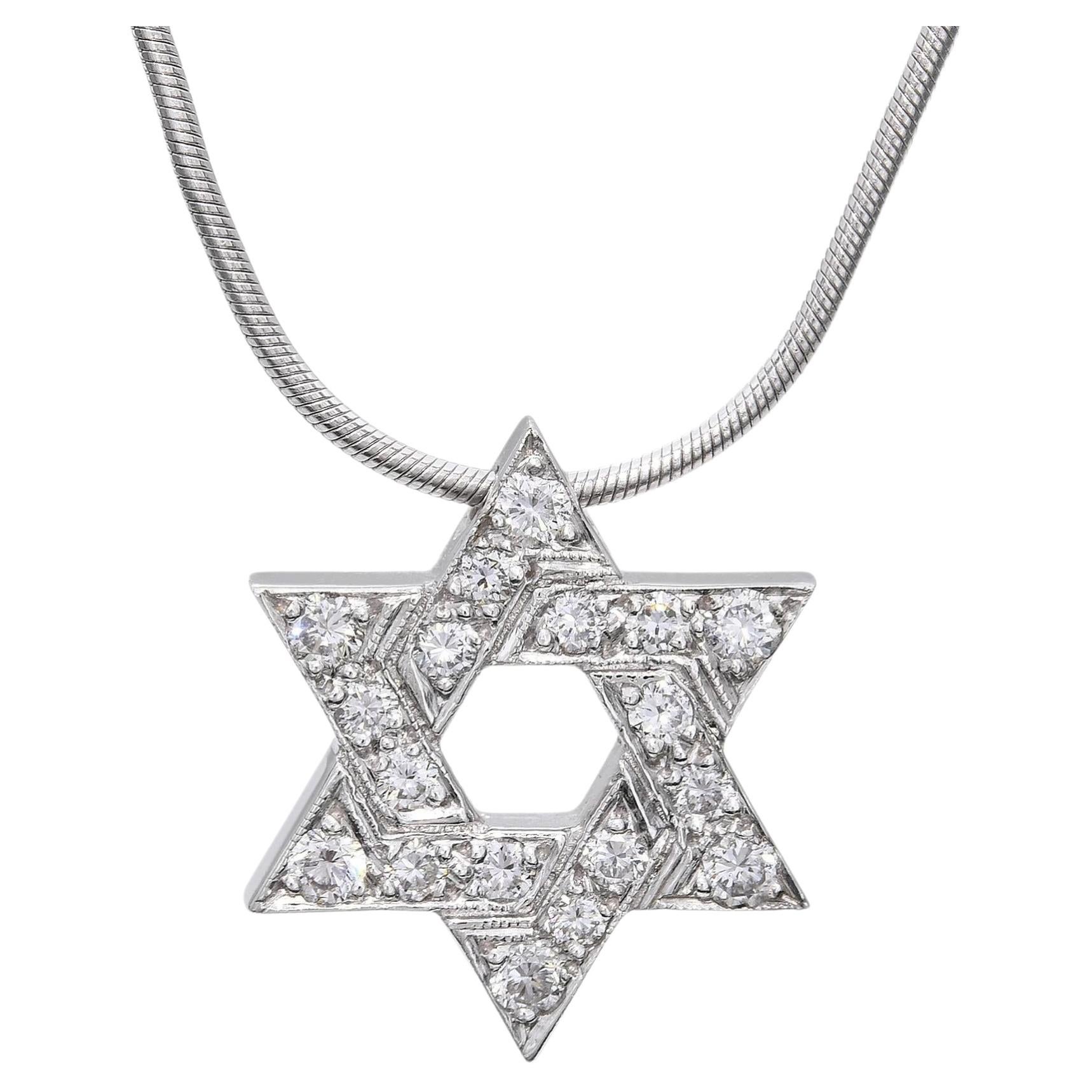 Collar Colgante Estrella de David de Platino y Diamantes