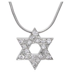 Platinum Diamond Star of David Pendant Necklace