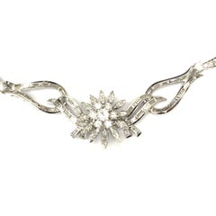Platinum Diamond Starburst Cluster Necklace