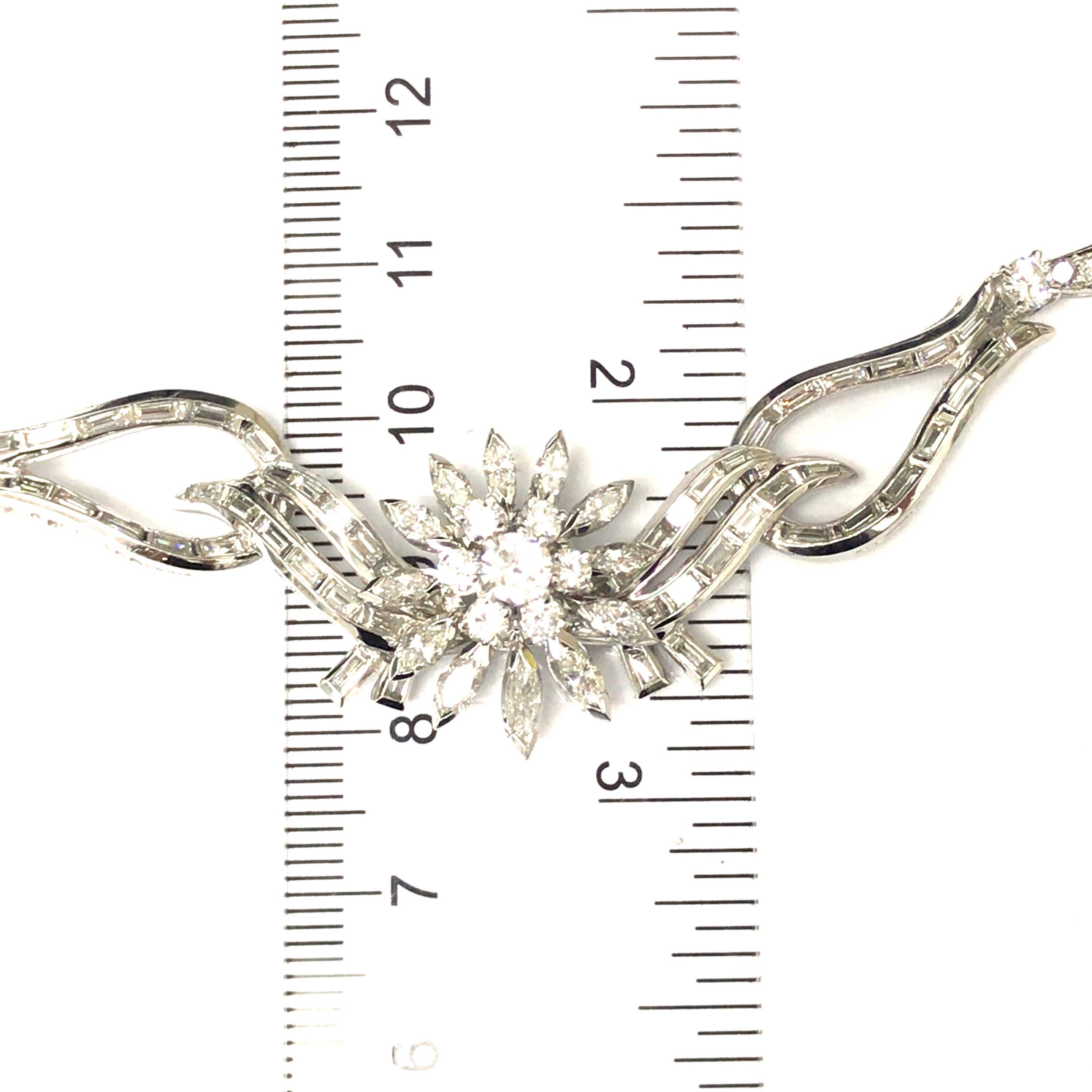 Platinum Diamond Starburst Cluster Necklace For Sale 1