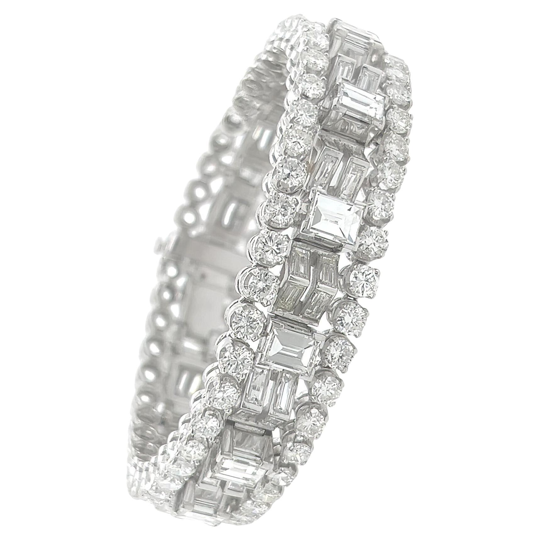 Platinum Diamond Straightline Bracelet 20.80 Carats