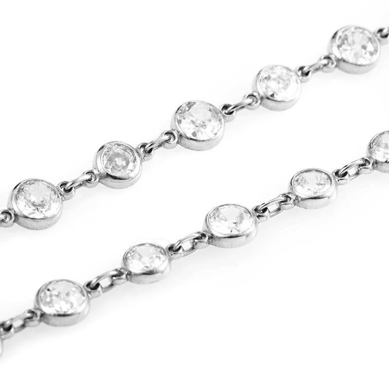Platinum Diamond Strand Necklace 155760 In Excellent Condition In Southampton, PA