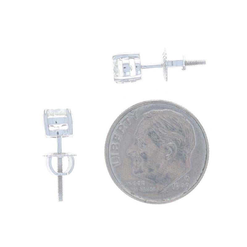 Women's Platinum Diamond Stud Earrings - 950 Round Brilliant 1.30ctw Pierced Screw-Ons