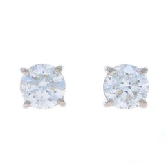 Platinum Diamond Stud Earrings - 950 Round Brilliant 1.30ctw Pierced Screw-Ons