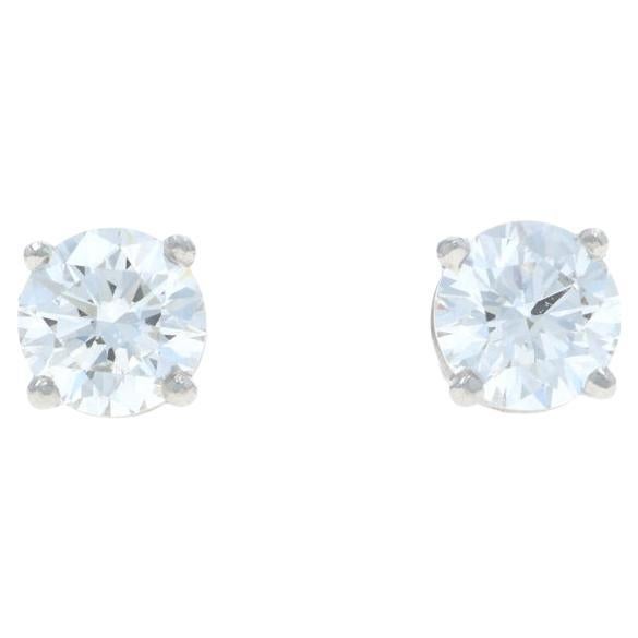 Orecchini in platino con diamanti - 950 tondi e brillanti 1,50ctw GIA - forati in vendita
