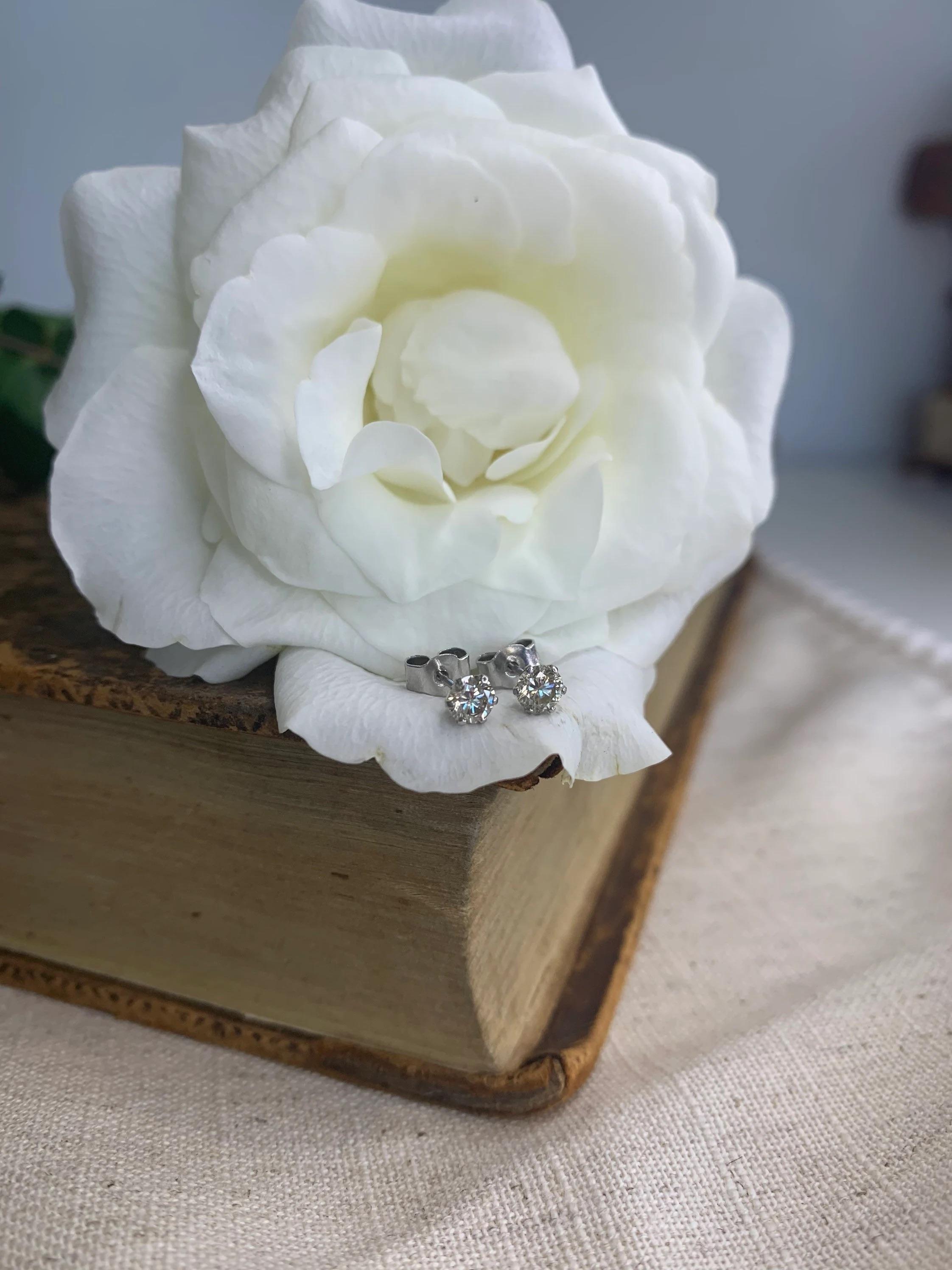 Brilliant Cut Platinum Diamond Stud Earrings For Sale
