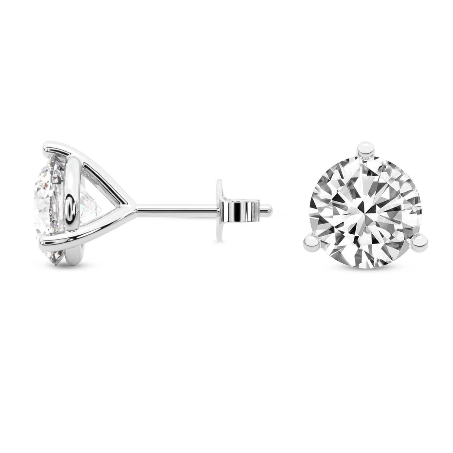 Modern 14kt White Diamond Studs, GIA Lab-Grown, 5.00cttw, Perfect Match, E/VS2, Ideal For Sale