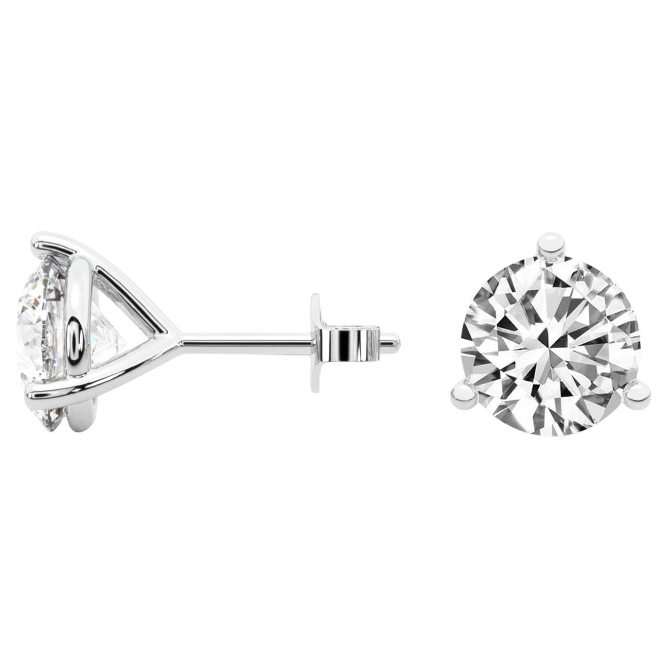 14kt White Diamond Studs, GIA Lab-Grown, 5.00cttw, Perfect Match, E/VS2, Ideal For Sale