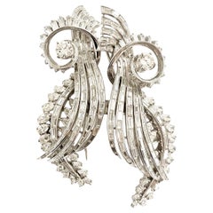 Platinum Diamond Swirl Brooch Convertible Clip