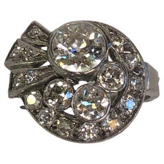 Vintage Platinum Diamond Swirl Design Ring