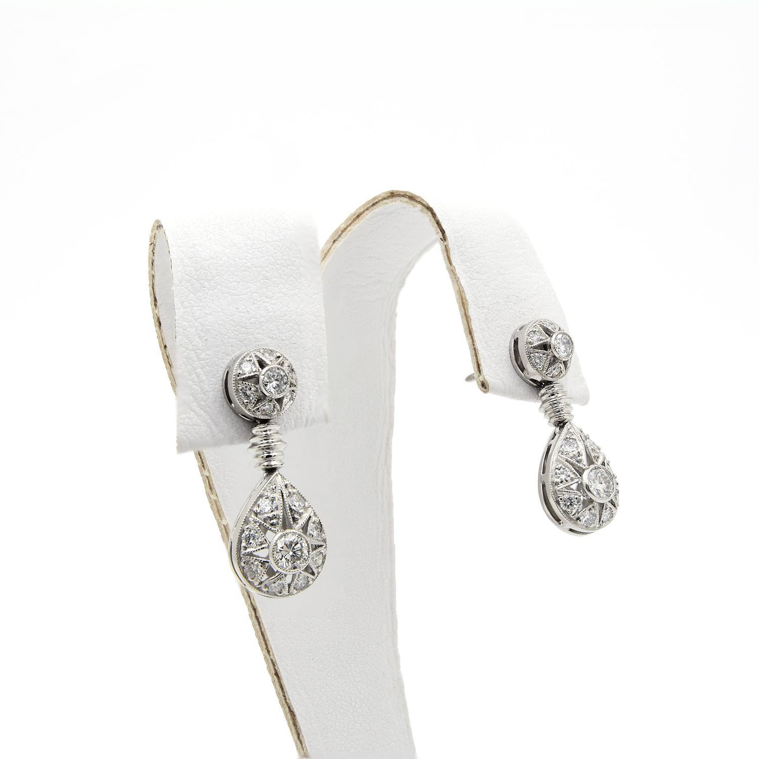 platinum drop earrings