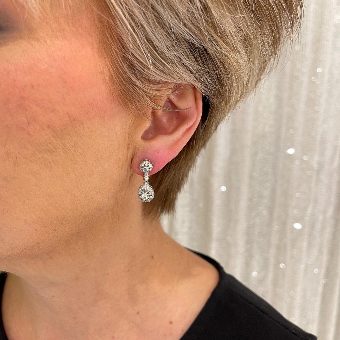 Women's Platinum Diamond Teardrop Earrings