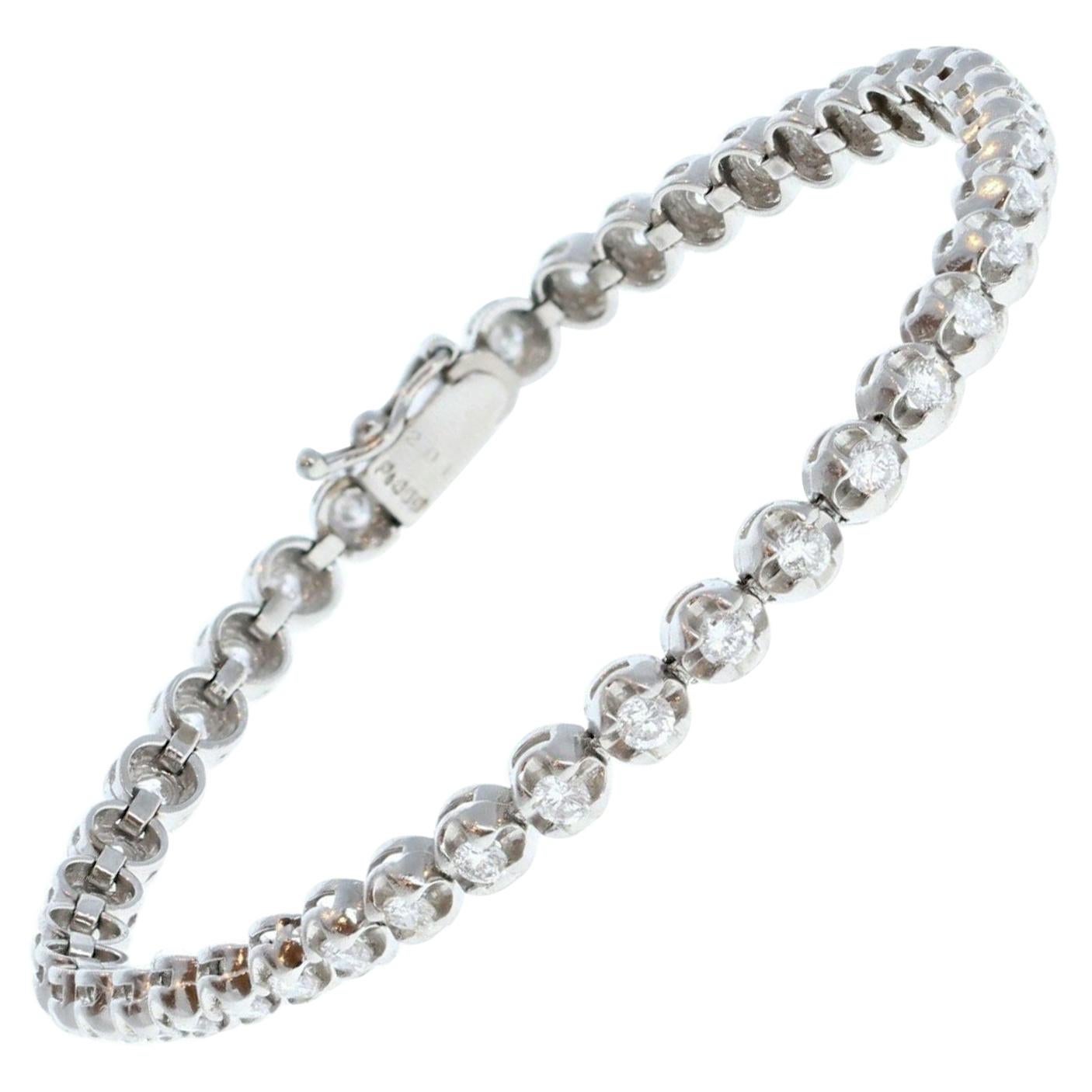 Platinum & Diamond Tennis Bracelet 2.00ctw 14.2g For Sale